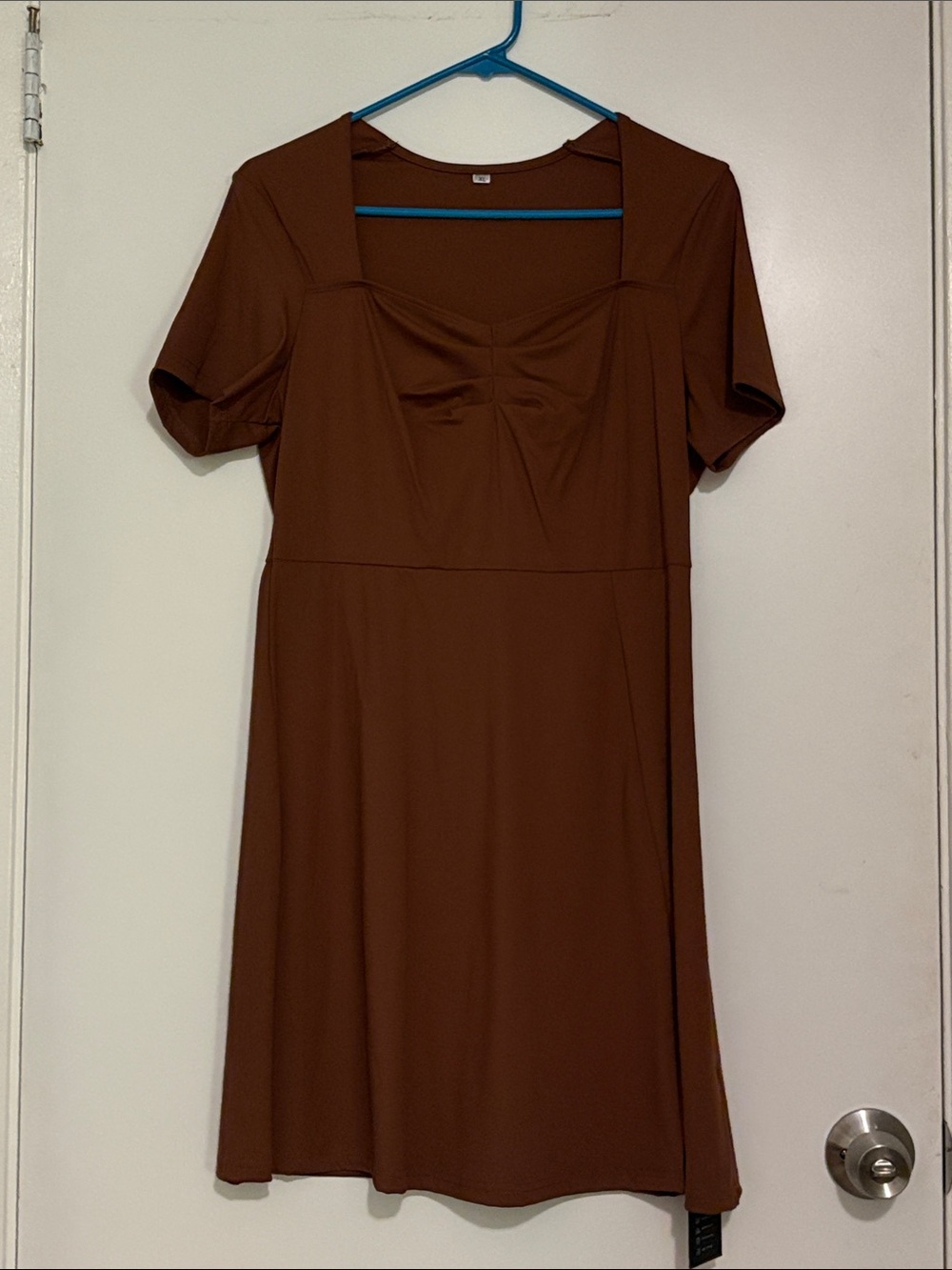 Ekaliy NWT Square-Neck Athletic Tennis Dress - Chocolate Brown